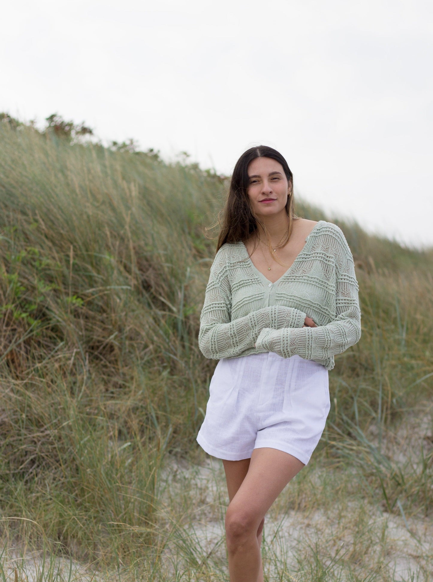 WHITE LINEN KAI SHORTS